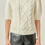 Puff Sleeve Cable Knit Sweater