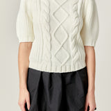 Puff Sleeve Cable Knit Sweater