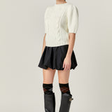 Puff Sleeve Cable Knit Sweater