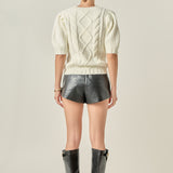 Puff Sleeve Cable Knit Sweater