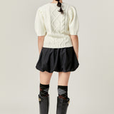 Puff Sleeve Cable Knit Sweater