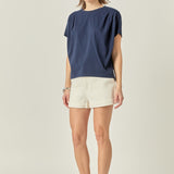 Pleated Short Sleeve T-Shirt