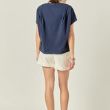 Pleated Short Sleeve T-Shirt