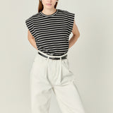 Stripe Sleeveless T-shirt