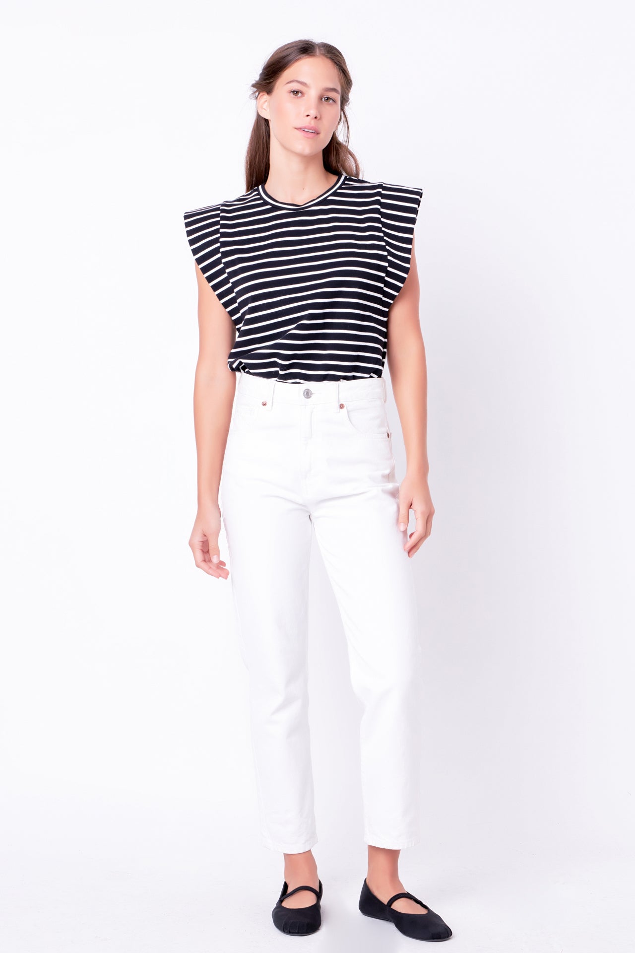 Stripe Sleeveless T-shirt