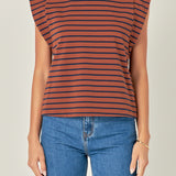 Stripe Sleeveless T-shirt