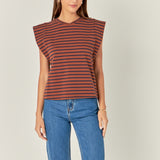Stripe Sleeveless T-shirt