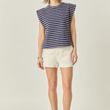 Stripe Sleeveless T-shirt