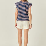 Stripe Sleeveless T-shirt