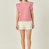 Stripe Sleeveless T-shirt