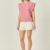 Stripe Sleeveless T-shirt