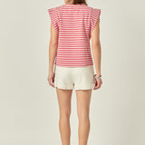 Stripe Sleeveless T-shirt