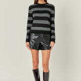 Mixed Lurex Stripe Knit Top