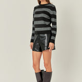 Mixed Lurex Stripe Knit Top