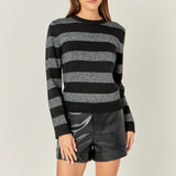 Mixed Lurex Stripe Knit Top