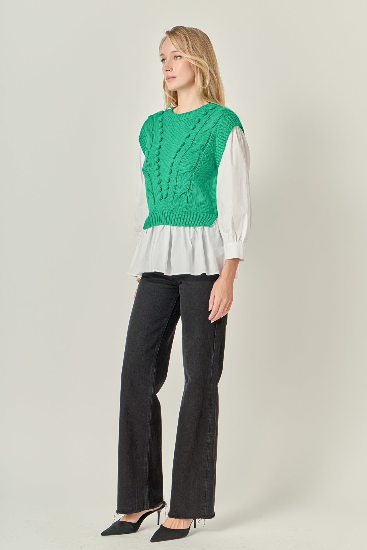 美品✨ AMERI FUR BRAID CABLE KNIT ファーニット Ameri（アメリ）の「TWIN YARN CABLE KNIT（ニット/セーター