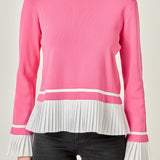 Mixed Media Pleated Knit Top