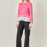 Mixed Media Pleated Knit Top