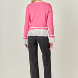 Mixed Media Pleated Knit Top