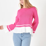 Mixed Media Pleated Knit Top