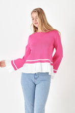 Load image into Gallery viewer, Mixed Media Pleated Knit Top
