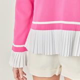 Mixed Media Pleated Knit Top