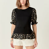 Floral Mixed Knit Top