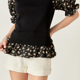Floral Mixed Knit Top