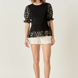 Floral Mixed Knit Top