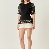 Floral Mixed Knit Top
