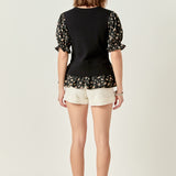 Floral Mixed Knit Top