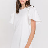 Woven Mixed Flare Sleeves Dress