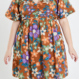 Floral Puffy Sleeve Mini Dress