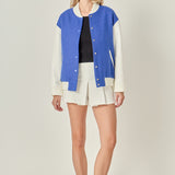 Tweed PU Bomber Jacket