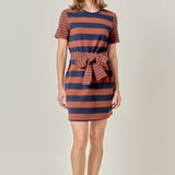 Contrast Stripe Knit Mini Dress