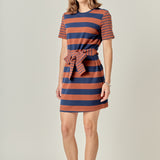 Contrast Stripe Knit Mini Dress