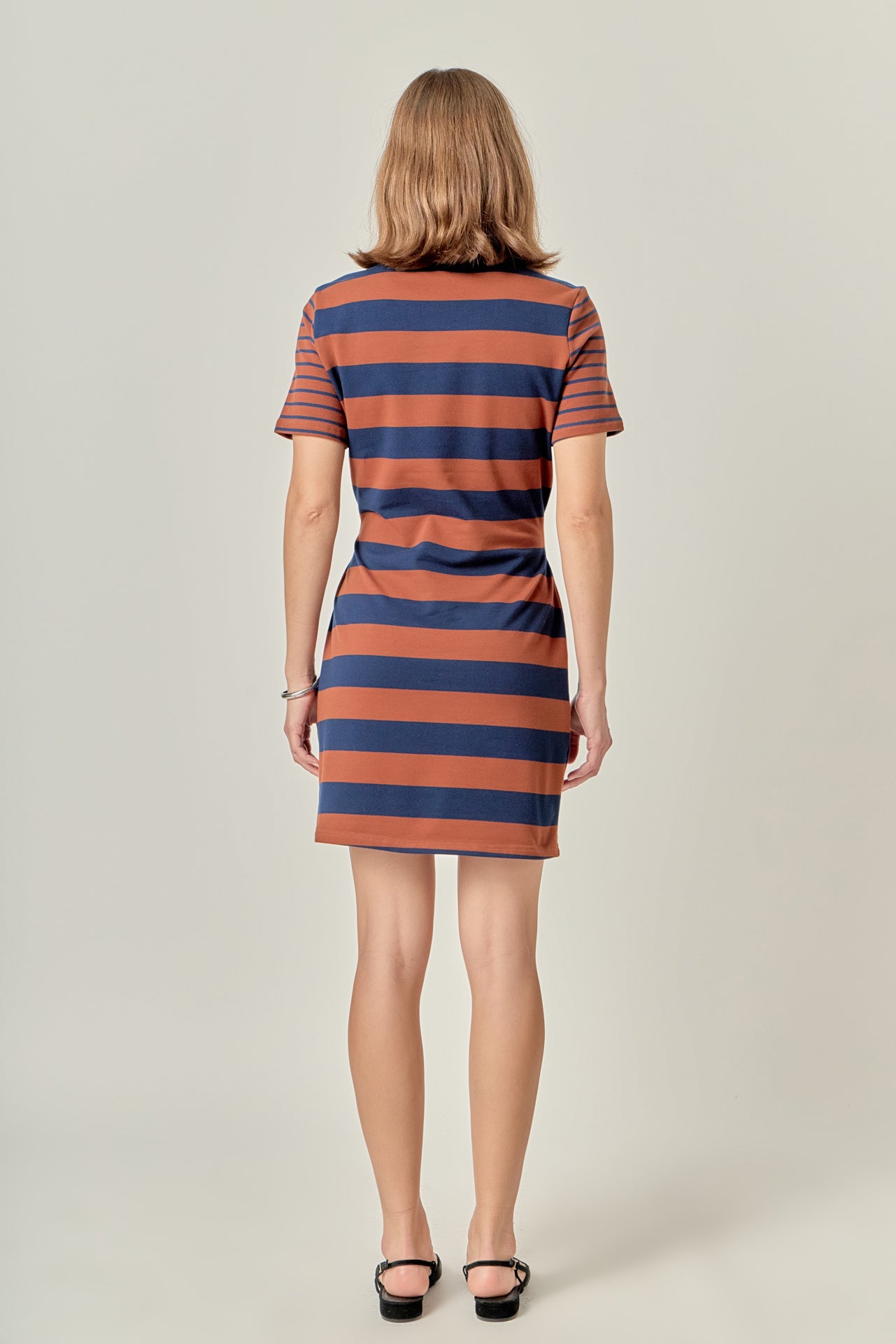 English Factory - Contrast Stripe Knit Mini Dress BROWN/NAVY / M English Factory - Contrast Stripe Knit Mini Dress BROWN/NAVY / M