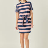 Contrast Stripe Knit Mini Dress