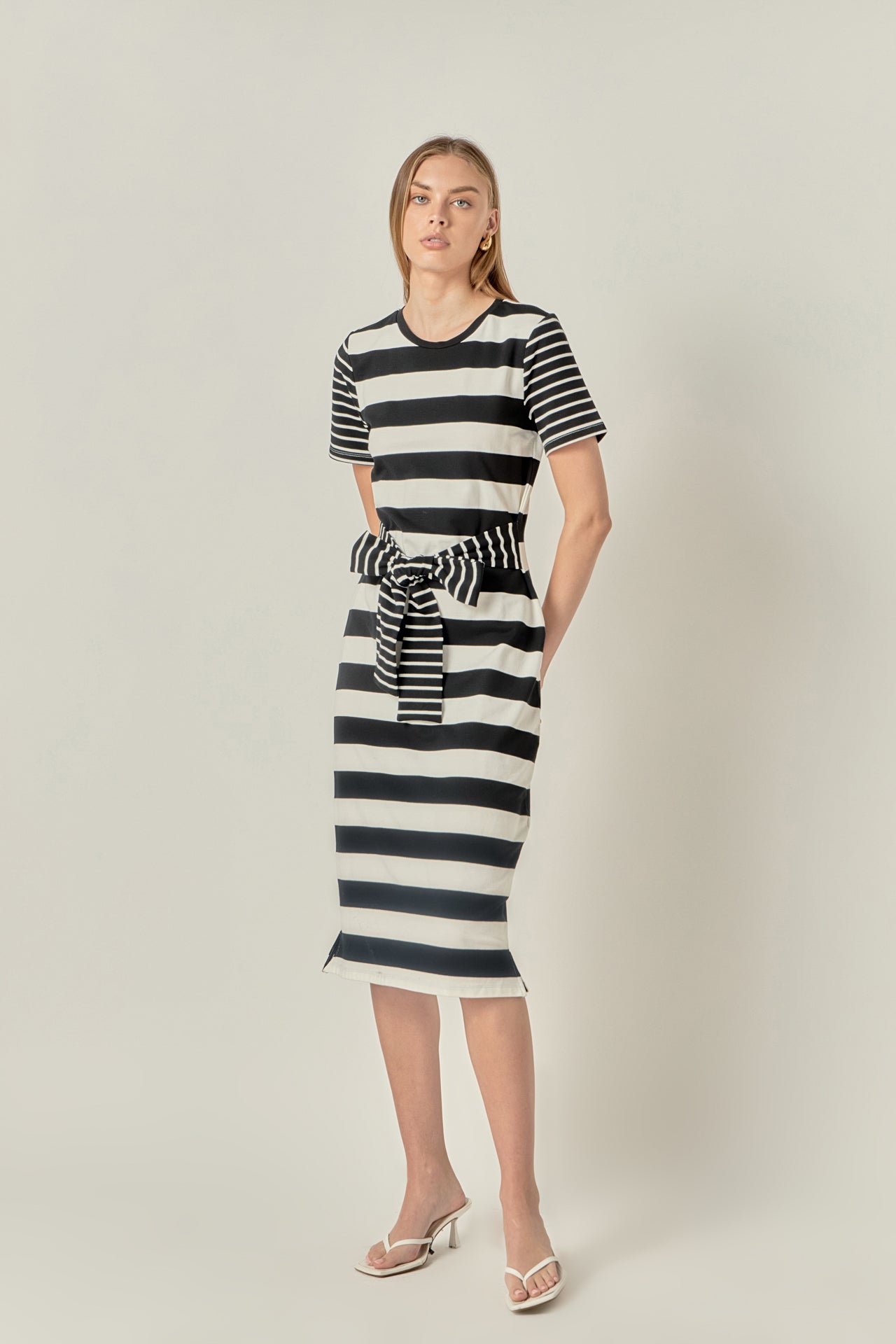 Contrast Stripe Knit Midi Dress – English Factory