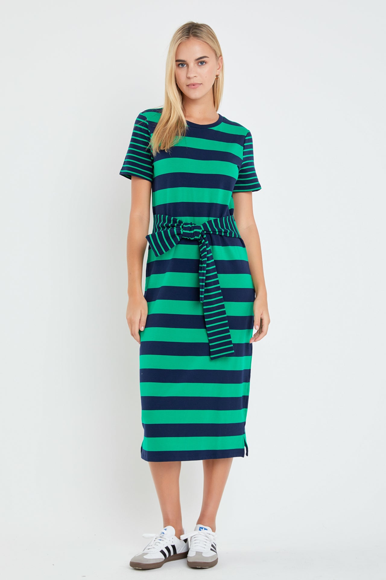 English Factory - Contrast Stripe Knit Midi Dress BLACK/WHITE / XS English Factory - Contrast Stripe Knit Midi Dress BLACK/WHITE / XS