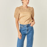 Front Cut-out Smocked Top