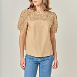 Front Cut-out Smocked Top
