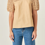 Front Cut-out Smocked Top