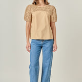 Front Cut-out Smocked Top