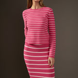 Round-neck Long Sleeve Striped Sweater