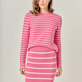 Round-neck Long Sleeve Striped Sweater