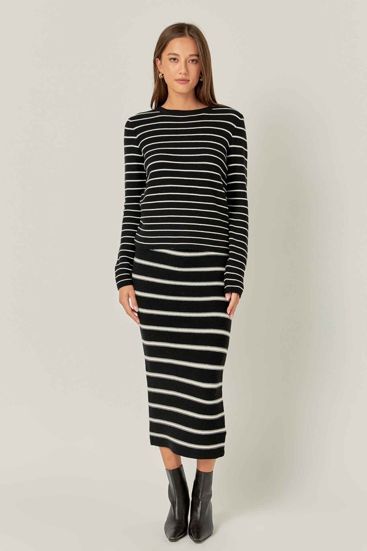 Stripe Knit Midi Skirt