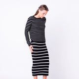 Stripe Knit Midi Skirt