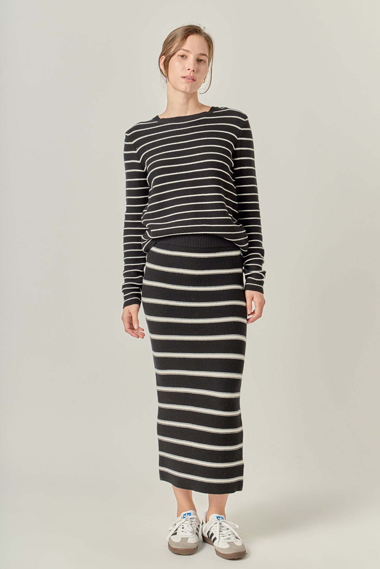 Stripe Knit Midi Skirt