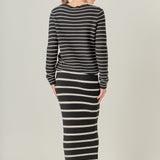 Stripe Knit Midi Skirt
